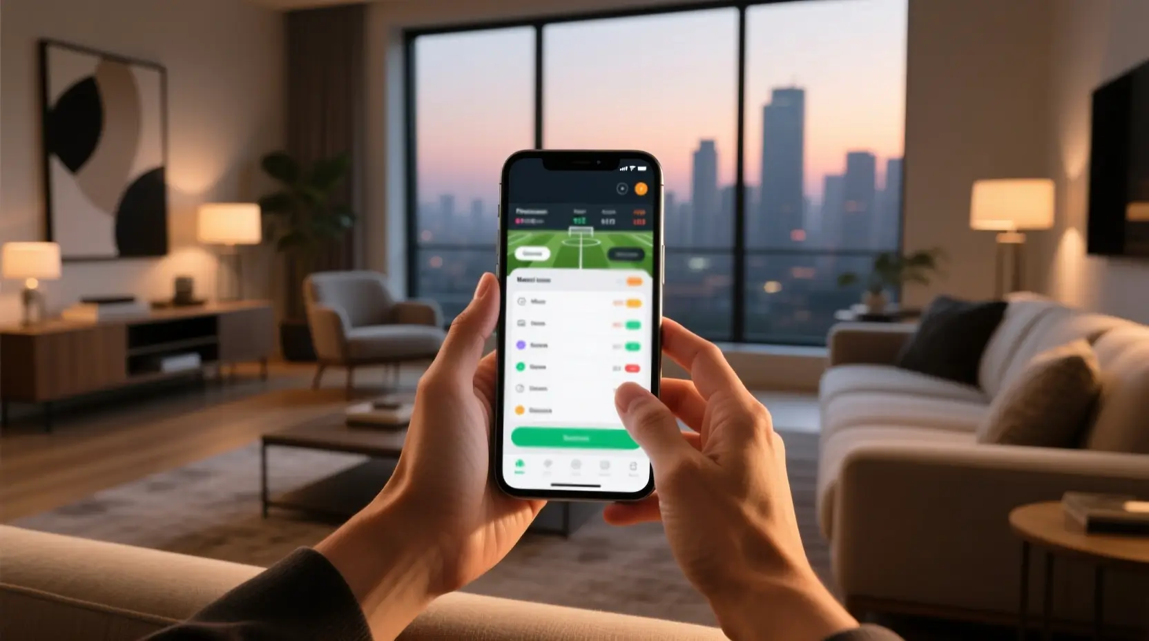 Experiência de utilizador em aplicação de apostas com interface moderna no smartphone